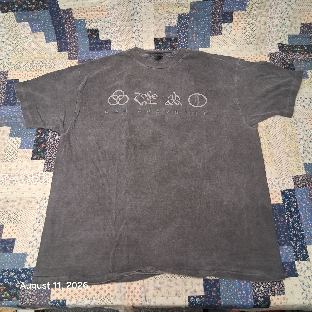 Vintage 90s Led Zeppelin T Shirt Mens XL Hanes Beefy T Four Symbols Faded